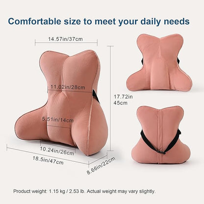 Lumbar Support Pillow for Lower Back Pain Relief – Multi-Functional Ergonomic Lumbar Cushion, Reading Pillow for Office Chair, Car Seat & Sofa,Blush Pink