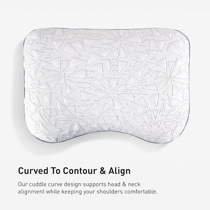 Bedgear Storm Cuddle Curve Performance Pillow - Size 2.0 - Cooling Bed Pillow for Side Sleepers - Medium Firmness- Washable and Removable Cover - 20" W x 26" L