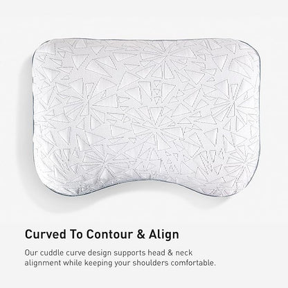 Bedgear Storm Cuddle Curve Performance Pillow - Size 2.0 - Cooling Bed Pillow for Side Sleepers - Medium Firmness- Washable and Removable Cover - 20" W x 26" L