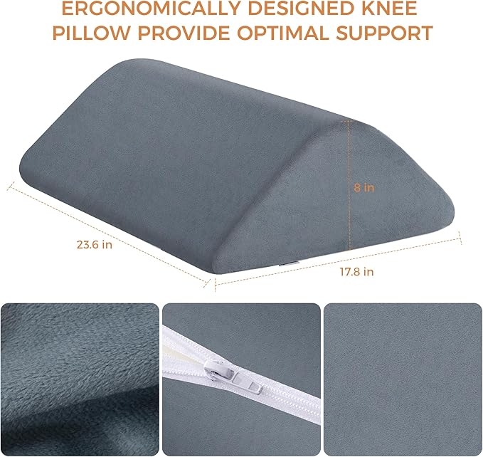 Ganondorf Knee Wedge Pillow for Back Sleeping-Leg Pillow Knee Wedge Pillow for Sleep Position, Alleviating Lower Back&Hip Pain Enhancing Circulation in Ankles Legs Triangle Pillow with Removable Cover