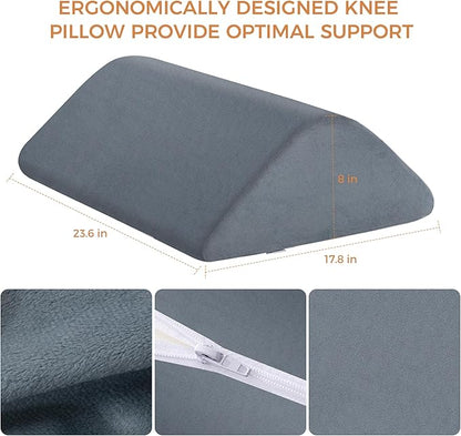 Ganondorf Knee Wedge Pillow for Back Sleeping-Leg Pillow Knee Wedge Pillow for Sleep Position, Alleviating Lower Back&Hip Pain Enhancing Circulation in Ankles Legs Triangle Pillow with Removable Cover