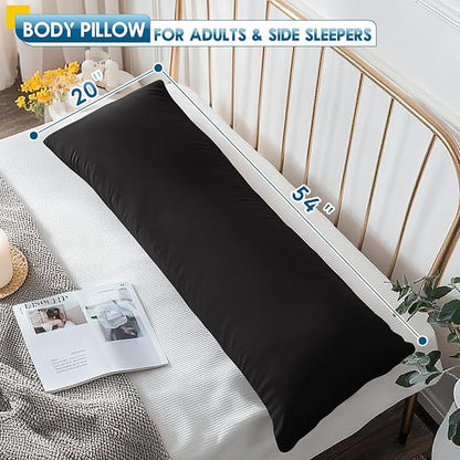MAGIC ELEPHANT Body Pillow, Memory Foam Body Pillow for Adults, Long Pillow for Bed and Sleeping, Full Long Bed Pillow Insert with Cover (Black, 20x54 Inch)