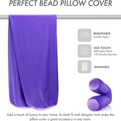 Case Only - Body Pillow Cover Stylish Silky Super Soft - 85% Spandex/ 15% Nylon Blend, Beauty - Breathable Pillowcase - Gentle on Hair Size 48 X 8, Dark Landaner