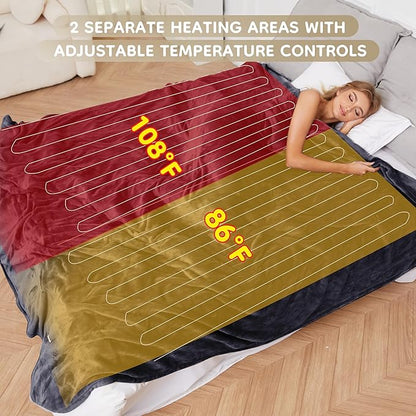 Electric Heated Blanket King Size 90×100, Comfortable & Luxurious Flannel, 4 Heating Levels & 10 H Auto Shut Off, Dark Grey