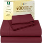 California Design Den Natural 100% Cotton Sheets, Soft Queen Sheet Set, 400 Thread Count Sateen, Deep Pockets with All-Around Elastic for a Snug Fit, Durable Bedding Set - Burgundy Red
