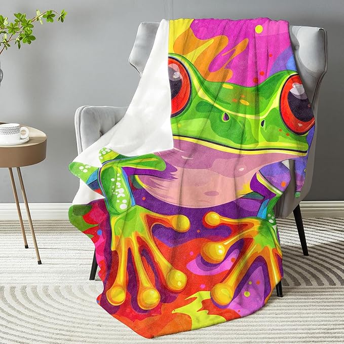 Frog Blanket - Plush, Soft, Comfy, Lightweight, Warm, Fuzzy, Cozy Flannel Throw Blanket Perfect for Couch, Travel, Bed, Office, Outdoor - 50in×40in(color49)