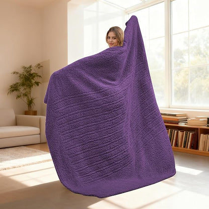Electric Heated Blanket Full Size 72"×84" with 6 Heating Levels & 1-10Hs Auto Off, Heating Blanket Double Sided Plush Sherpa, Fast Heating, Machine Washable for Christmas Gift - Dark Purple