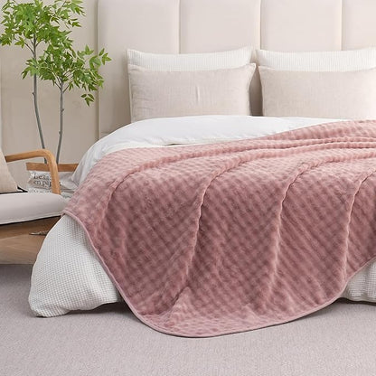 Waterproof Blanket for Bed Couch Sofa Car, Soft Leakproof Dog Blanket with 3D Bubble Pattern, Reversible Water Proof Pet Blankets for Dogs Cats Puppies (50"x60", Dusty Pink)