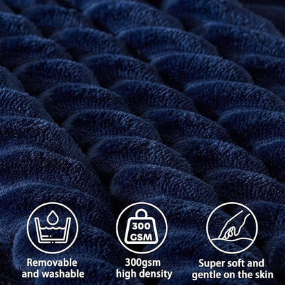 Headboard Wedge Pillow + A Long Neck Roll Pillow Body Pillow，Large Headboard Pillow with Removable Cover (Blue, Queen：59x8x20 inches)