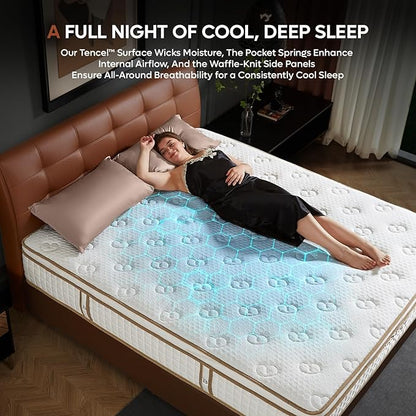 Bestier 10 Inch Twin Size Mattress with Memory Foam & Individual Springs, Luxury Tencel Mattress for Cool Sleep and Pressure Relief, Mattress in a Box, Medium Firm, CertiPUR-US Certified, 75"x39"x10"