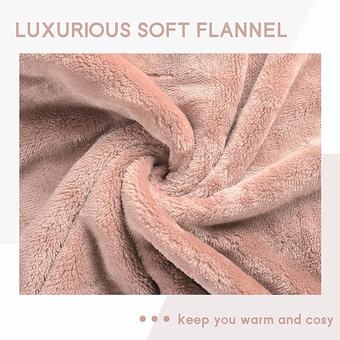 Heated Blanket Electric Throw 50''x60'', 3 Hour Auto Shut-Off 6 Heating Levels Small Warm Soft Flannel Electric Blanket Machine Washable - Cozy Pink