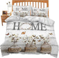 Cotton Flower Theme 3 Pieces Duvet Cover Comforter Set with 2 Pillowcase Twin Size White Floral Bed Sheet Quilt Bedroom Bedding for Lover Kids