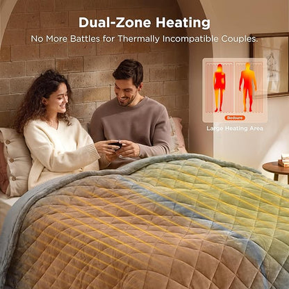 Bedsure Electric Blanket Queen Size - Dual Control Heated Weighted Blanket Queen with 10 Heat Settings, Fast Heating with 10 Time Settings (84x90 inches, Formal Gray)