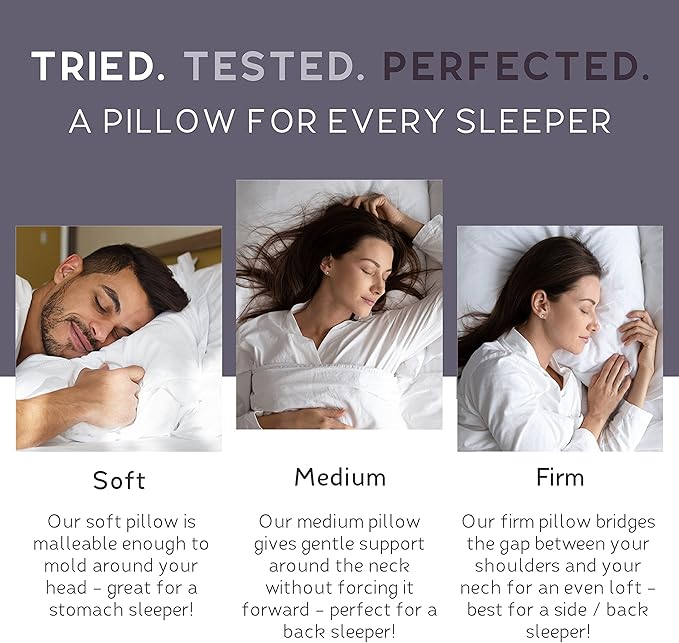 Lincove Signature 100% Canadian White Down Pillow - Luxury Sleeping Bed Pillow for Back, Stomach & Side Sleepers - 800 Fill Power, 500 Thread Count, Made in Canada, Standard - Medium, 2 Pack