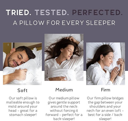 Lincove Signature 100% Natural Canadian White Down Luxury Sleeping Pillow - 800 Fill Power, 500 Thread Count Cotton Shell, Made in Canada, Queen - Firm, 2 Pack