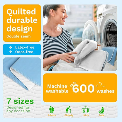 GREEN LIFESTYLE Washable Underpads - Large Bed Pads for use as Incontinence Bed Pads, Reusable Pet Pads, Great for Dogs, Cats, Bunny, Seniors Bed Pad (Pack of 6 - 30x34)