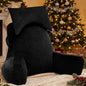 Portable Reading Pillows with Headrest for Bed Sitting Up(Black Oeko-Tex), Velvet Back Pillow with Arms & Pockets for Adults, Support Memory Foam Bed Pillow for Dorm/Reading/Watching/Gaming