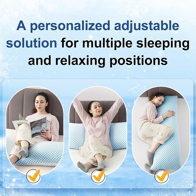 EASELAND Firm Body Pillow Shredded Memory Foam(Adjustable Loft), Cooling Breathable for Sleeping Full Body Size 1 Pack