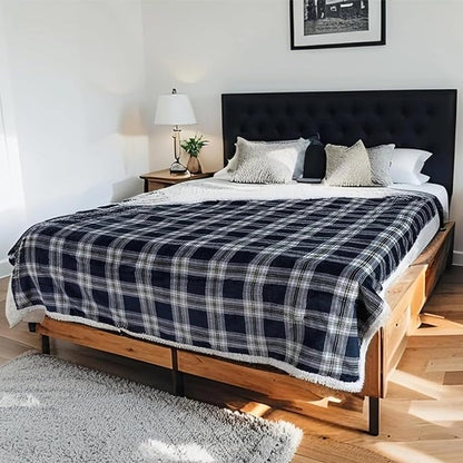 LUXIAN Electric Heated Blanket Queen Size 84"x90" - Flannel Fabric Dual-Sided, 6 Heat Settings & 1-10 Hours Auto Off, Machine Washable, Geometry Lattice
