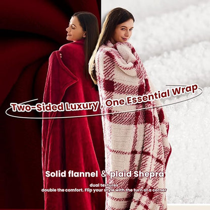Heated Electric Blanket King Size - 100"x90" Flannel Heating Blanket with 10 Heating Levels & 5 Time Settings Over-Heat Protection, Winter Warmer for Adults with ETL Certification（Red）