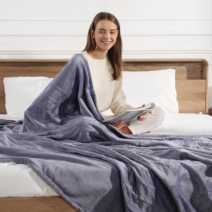 King Size Heated Blanket Electric Blanket 100''X90'' - Purple Heating Blanket Flannel Double Controllers Heated Blanket with 5 Heat Settings & 10 Hours Auto-Off for Grandma Gifts(Lavender)