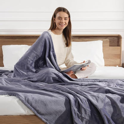 King Size Heated Blanket Electric Blanket 100''X90'' - Purple Heating Blanket Flannel Double Controllers Heated Blanket with 5 Heat Settings & 10 Hours Auto-Off for Grandma Gifts(Lavender)