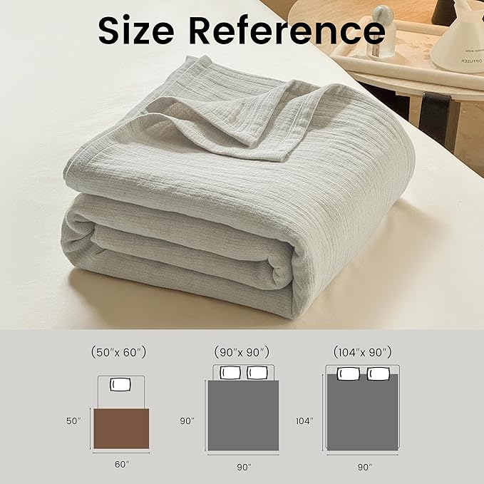 Simple&Opulence Linen Cotton Throw Blanket with Double Layered Folded Edge for Couch/Bed/Sofa/Gift, Natural Flax Solid Color Soft Breathable Cozy Farmhouse Home Décor - Linen, 50"x60"
