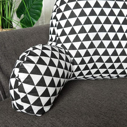 Bohemian Printed Reading Pillow with Support Arms Soft Bed Rest Pillows Back Support Cushion fo Kids Reading Watching TV Sitting Up in Bed (20"×15"×8",Black White)