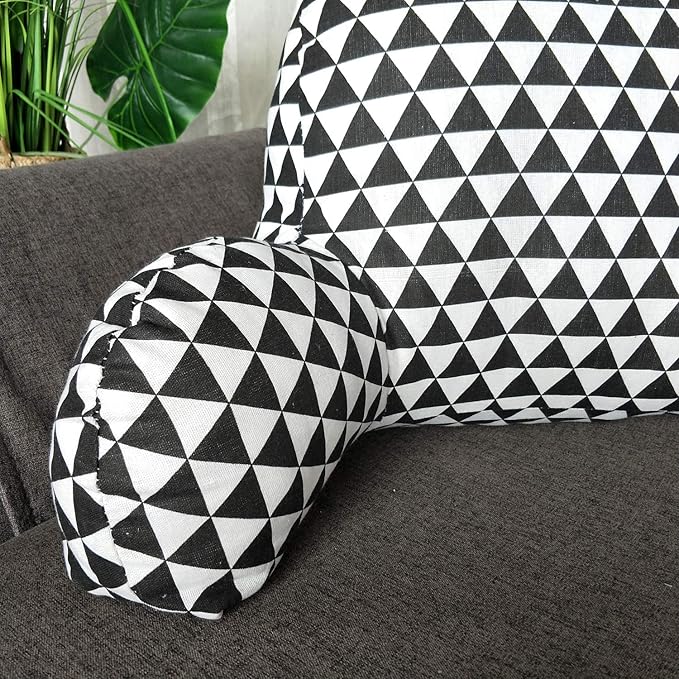 Bohemian Printed Reading Pillow with Support Arms Soft Bed Rest Pillows Back Support Cushion for Kids Reading Watching TV Sitting Up in Bed (23"×16"×10",Black White)
