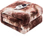 Electric Heated Blanket 50"x60",Luxury White Coffee Faux Rabbit Fur Electric Throw Blanket,Fast Heating Soft Fluffy Thick Electric Blanket with 6 Heating Levels & 12H Auto Off