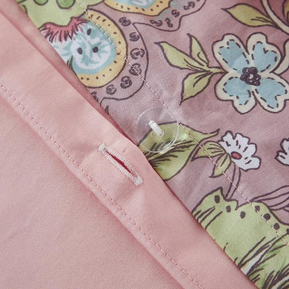 URBONUR Twin Duvet Cover Set Soft 100% Cotton Floral Bedding Sets Blush Pink Wildflower Comforter Cover, Button Closure and Corner Ties (3Pcs, Vintage Floral, Twin)