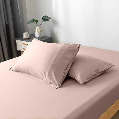 Bella Coterie | Luxury Bamboo Viscose King Size Pillowcase Set | 100% Organically Grown | Ultra Soft | Cooling | 2 Pcs [Dusty Rose]