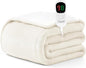 Homemate Heated Blanket Electric Throw - 50"x60" Heating Blanket Throw 1/2/4/6/8 Hours Auto-Off 10 Heat Level Over-Heat Protection Flannel Sherpa ETL Certification