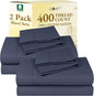 California Design Den 2-Pack Sheets Full Size Bed - 400 Thread Count 100% Cotton Sateen - Soft and Breathable Sheets, 2 Sets of Deep Pocket Bed Sheets - Indigo Dusty Blue