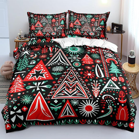 Christmas Duvet Cover Bedding Sets King Size for Kids Girls Teens, Christmas Petal Country Bedding Décor, 1 Duvet Cover and 2 Pillow Shams - 104x90 inches