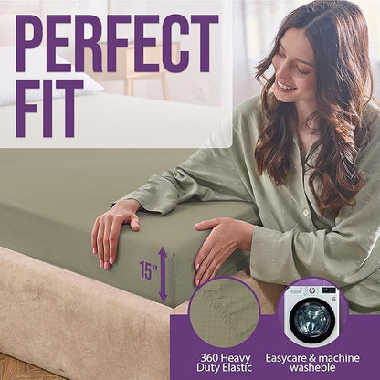Earth Grounding Sheets Queen Size with 12% Silver Fiber & 4% Silk & 84% Cotton - Green - SGS Quality Certified Grounded Well Bed Sheet - Conductive Fitted Sheet for Better Sleep