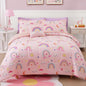 Glow in The Dark Kids Comforter Set Full Size for Girls, Pink Rainbow Bedding Set 1 Comforter, 1 Decor Pillow, 2 Pillow Shams
