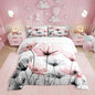 Erosebridal Cute Pink Floral Toddler Bedding Set,Pink and Grey Flower Comforter Set for Kids Girls,Boho Wildflower Bed Set,Rustic Country Flowers Room Decor with 1 Pillowcase,Breathable