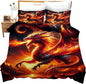 Dragon Bedding Set 3 Pieces Queen Size Flame Dragon Duvet Cover Comforter Cover Sets for Boys Girls Teens Women