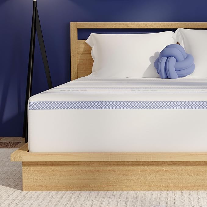 Vibe Gel Memory Foam Mattress, Fiberglass Free 10-Inch CertiPUR-US Certified Bed-in-a-Box, Full, White