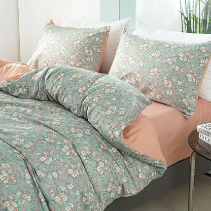 Jane yre Twin Duvet Cover Floral Brushed Microfiber 3 Pieces Twin Bedding Sets Flowers Garden Style Vintage Flower Pattern Twin Flower Duvet Cover, with Zipper Closure Luxury Soft Breathable Comfy