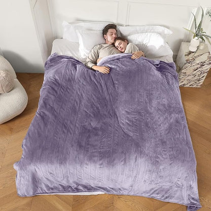Electric Blanket Heated Blanket King Size, Super Soft Cozy Upgraded Flannel Heating Blanket Dual Control with 5 Heating Levels & 10 Hours Auto Off, Overheat Protection, 100" x 90", Lavender