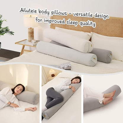 Cuddle Pillow – Body Pillow for Adults, Long Bolster Pillow for Bed, Soft & Supportive for Restful Sleep,39 x 7.87 Inches,Zinc Gray