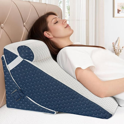 Bed Wedge Pillow for Sleeping, Adjustable Wedge Pillow Set for After Surgery, Elevated Triangle Pillow for Acid Reflux and Back Pain Relief, Post Surgery, Sleep Apnea, Back Suppor