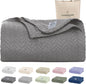 Cloud Scape Linen 100% Cotton Blanket Queen Size - Heavy and Soft, Season, Winter Cozy Blanket, Herringbone Weave, Best Gift for Women, fits Full Size Bed, 92x92, Dark Grey