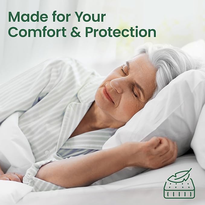 SafeRest Waterproof Mattress Protector Queen Size – Absorbent Breathable Soft Fitted Bed Cover with 18" Deep Stretchable Pockets – Machine Washable Queen Mattress Cover