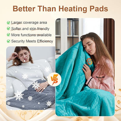 Electric Blanket Heated Twin Size, Ultra-Soft 62" x84" Heating Blankets, Fast, Even & Efficient Heating, 1-12 Hours Auto-Off and 6 Heatin Settings, UL Listed for Safety, Warm Gift for Grandma