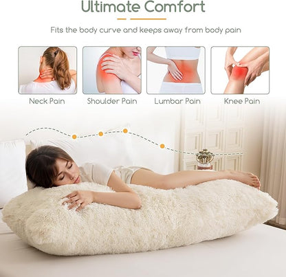 HIGOGOGO Body Pillow for Adults Extra Long Full Body Pillow with Removable Cover and Memory Foam Filling, for Side Sleepers and Pregnancy, Soft Support Pillow, Machine Washable (20x54 Inch)