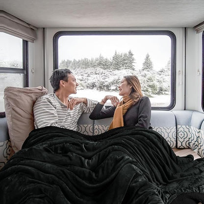 Utopia Bedding Sherpa Blanket Queen Size (Black, 90x90 Inches) - Soft Lightweight Plush Fleece Reversible Blanket for Bed, Sofa, Couch, Camping and Travel