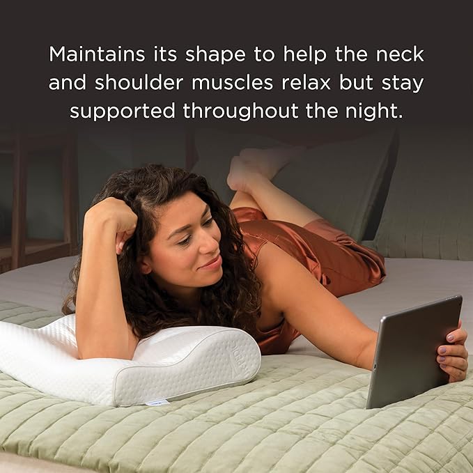 TEMPUR-Pedic, Standard TEMPUR-Neck Pillow, Medium Profile-2-Pack, White 2 Count